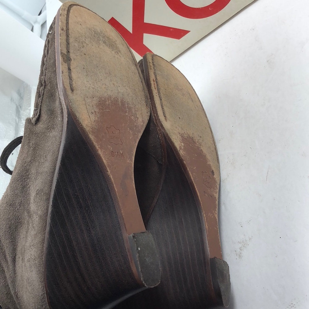 Michael Kors Chocolate Leather Wedge Shoes 8.5 - Picture 7 of 8